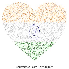 Abstract heart shaped flag of India made of small hearts