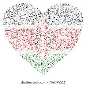 Abstract heart shaped flag of Kenya made of small hearts
