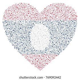 Abstract heart shaped flag of Laos made of small hearts