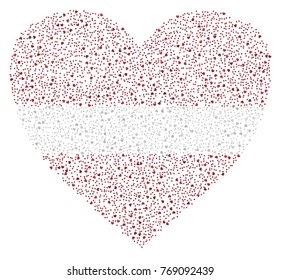 Abstract heart shaped flag of Latvia made of small hearts