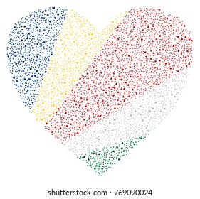 Abstract heart shaped flag of Seychelles made of small hearts