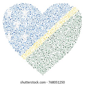 Abstract heart shaped flag of The Solomon Islands made of small hearts