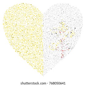 Abstract heart shaped flag of The Vatican City made of small hearts