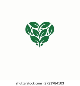 Logotipo abstracto del Vector de la hoja en forma de corazón