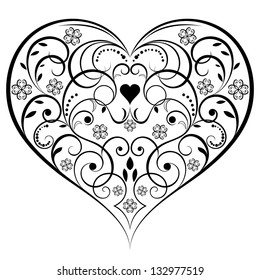 Abstract heart shaped ornament isolated on white background.