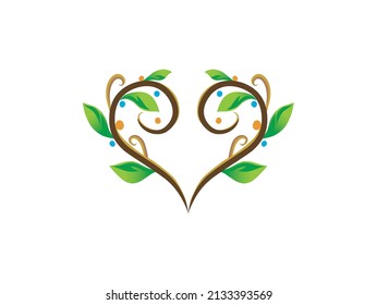 abstract heart shaped plant vector illustrations, decorative plants.