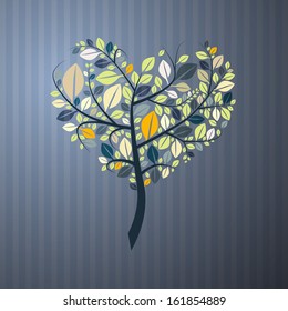 Abstract Heart Shaped Tree on Paper Background