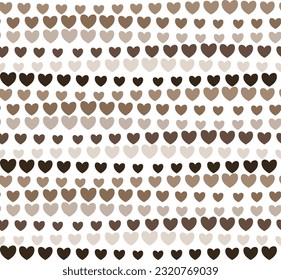 Abstract heart shapes seamless pattern in color tone of brown and beige on white background, coffee lover concept. For male shirt cloth cover textile print coaster beermat cup pad