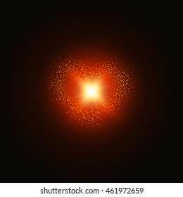 Abstract Heart shining on red black  background.Vector illustration