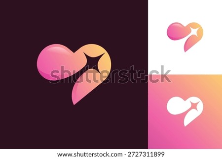 Abstract Heart Sparkle Logo Icon Design. Modern Gradient Love Star Concept Symbol for Beauty, Wellness, Dating App, Lifestyle, and Brand Identity Logo