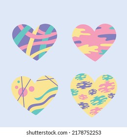abstract heart sticker collection. Set with beautiful  hearts. Trendy vector illustration in flat style.