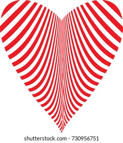 Abstract heart of stripes and twisted lines. Vector illustration.