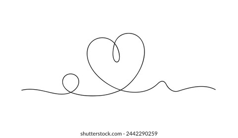 Abstract Heart Symbol in Continuous Line Art Drawing, Symbolizing Love's Perpetual Connection. Vector Illustration Captures the Essence of Enduring Devotion