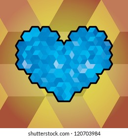 Abstract heart symbol created from cubes - illustration