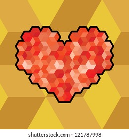 Abstract heart symbol created from cubes - illustration