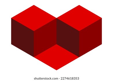 Símbolo abstracto del corazón. Estilo planetario de corazón geométrico. Ilustración vectorial aislada en fondo blanco.