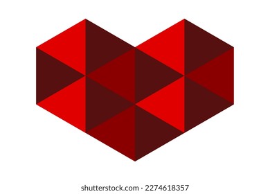 Abstract heart symbol. Geometric heart flat style. Vector illustration isolated on white background.