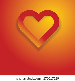 Abstract Heart symbol on orange red background as love concept vector illustration.