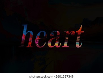 Abstract heart Text Effect Design Black Background
