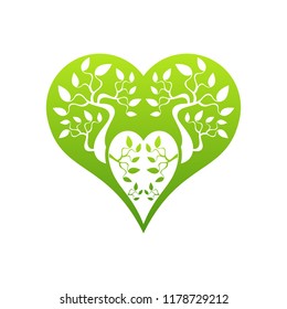Abstract heart tree concept. Tree in heart.