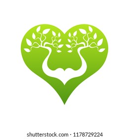Abstract heart tree concept. Tree in heart.