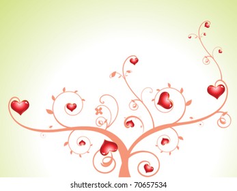 abstract heart tree with floral vector illustration