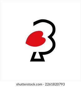 Abstract heart tree logo design letter B concept.