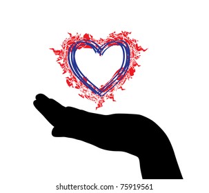 abstract heart in usa flag colors, for independence day
