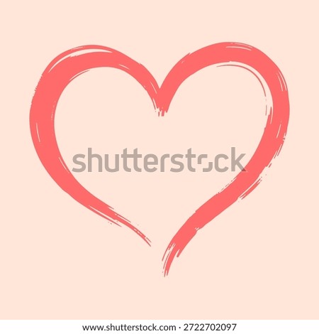 Abstract heart vector illustration with brushstroke contour, modern hand drawn style for romantic, love, greeting card, and design projects.