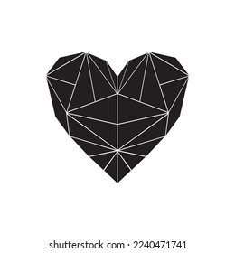 abstract heart vector illustration. origami heart geometry editable.