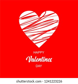 
Abstract heart. Vector illustration for a romantic design for nostalgia weddings. Can be used for cards, invitations, envelopes. White heart on red. The inscription Happy Valentine's Day