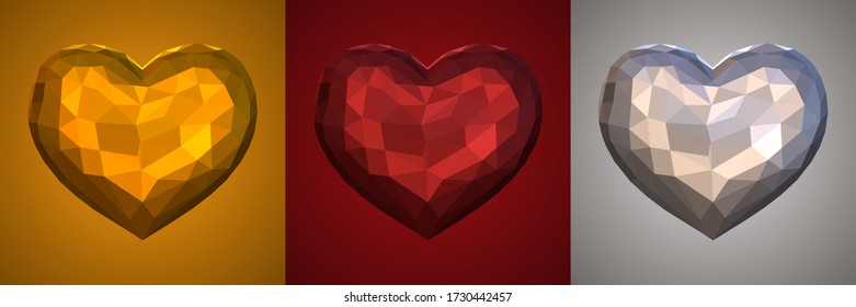 Abstract heart vector illustration. A set of beautiful hearts 