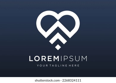 Resumen Símbolo vector del corazón. Resumen de la línea de diseño de iconos de logotipo de salud médica.