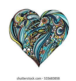 Corazón abstracto. Dibujo vectorial de San Valentín para tarjeta, afiche. 