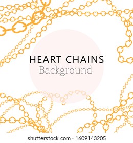 Abstract heart yellow chains background with text space vector. Elegant template for invitations, banners, valentine's, mother's day, weddings