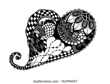 Abstract heart. Zentangle style. Vector illustration.