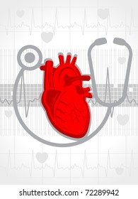 abstract heartbeat background with stethoscope, human heart