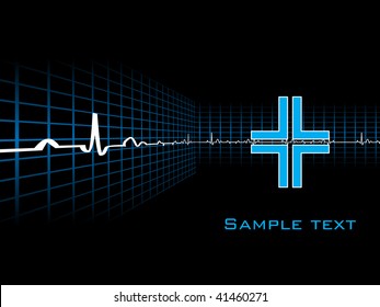 abstrakter Herzschlag mit Symbolhintergrund mit Beispieltext