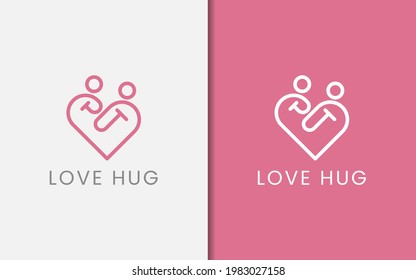Abstract Hearth Shape Forming as People who are Hugging Logo Design.