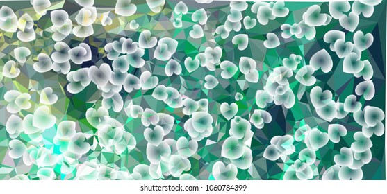 Abstract hearts background with geometric motif. Vector clip art.