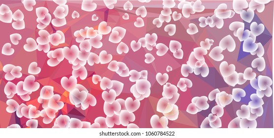 Abstract hearts background with geometric motif. Vector clip art.