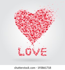Abstract hearts background with "LOVE" hearts shape alphabet, Vector EPS10