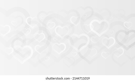 Abstract hearts background. Hearts shape bokeh on white. Beautiful vector. Love hearts pattern. Minimal style graphic. Vector illustration