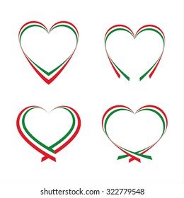 Abstract hearts with the colors of the Italian flag	