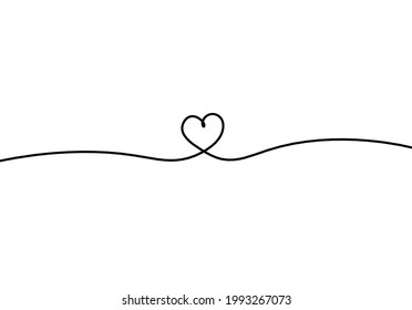 Abstract hearts as continuous line drawing on white as background. Vector