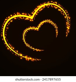 Abstract hearts of glowing particles. Sparkling hearts. Valentine's Day symbol