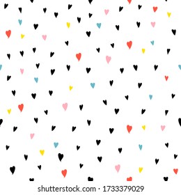 Abstract hearts hand drawn. Seamless vector illustration.