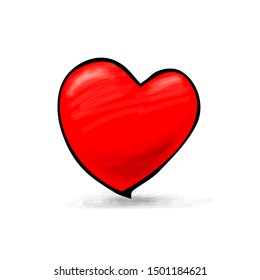 Abstract hearts hand drawn vector illustration. Romantic icon isolated on white background. Romance, love holiday celebration symbol. Valentine postcard, greeting card decorative design element
