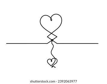 Resumen de corazones con el corazón como continuo dibujo de línea sobre fondo blanco. Vector