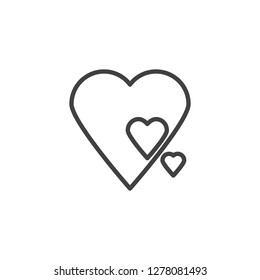 Abstract hearts line icon. linear style sign for mobile concept and web design. Love hearts outline vector icon. Valentine's Day symbol, logo illustration. Pixel perfect vector graphics